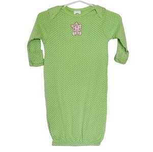 K1103 * Gerber Green Polka Dot Sleep Sack Embroidered Cat Size 0/6M